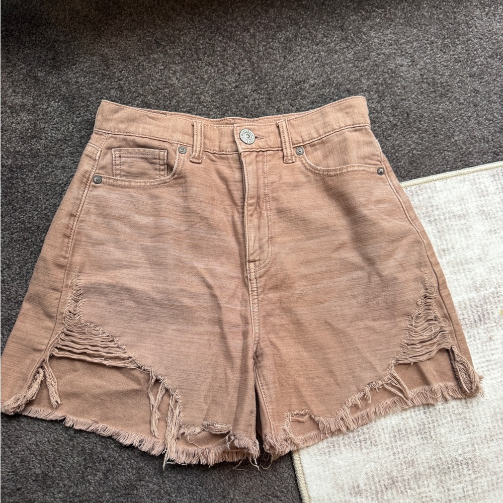American Eagle Outfitters Brown Distressed Jean Shorts